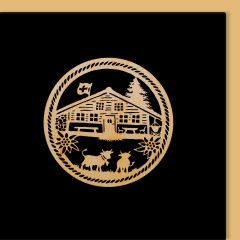 Carte découpée en bois Chalet fromager