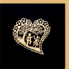 Carte découpée en bois Cœur couple dansant 