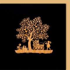 Carte découpée en bois Poussette