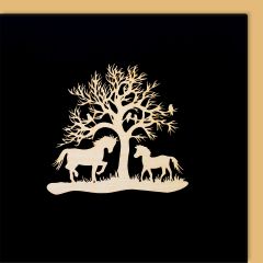 Carte découpée en bois Chevaux