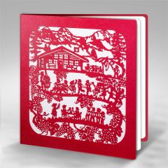 Scherenschnitt-Karte Winzerfest Rot weiss