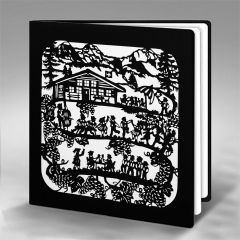 Scherenschnitt-Karte Winzerfest Schwarz weiss