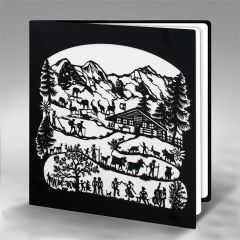 Scherenschnitt-Karte Eiger, Mönch & Jungfrau schwarz weiss