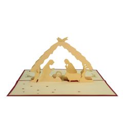3D Pop-up-Karte Krippe rot
