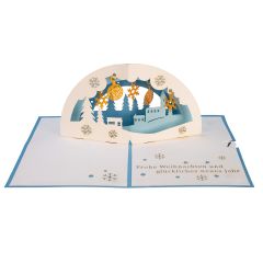 3D Pop-up-Karte Winterlandschaft blau Frohe Weihnachten