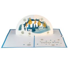 3D Pop-up-Karte Winterlandschaft blau Joyeuses Noel