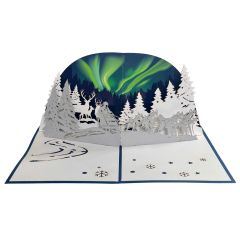 3D Pop-up-Karte Schlittenhunde und Polarlichter