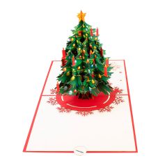 Carte 3D Pop-Up Sapin de Noël rouge