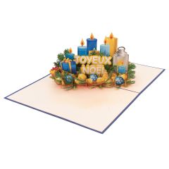 3D Pop-up-Karte Kerzen Joyeux No&euml;l blau 