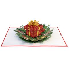 3D Pop-up-Karte Weihnachtsp&auml;ckli Merry Christmas rot