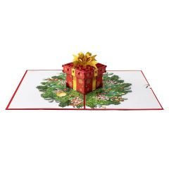 3D Pop-up-Karte Weihnachtspäckli Merry Christmas rot