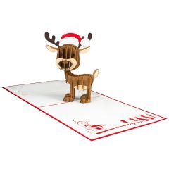 3D Pop-up-Karte Rentier Merry Christmas rot