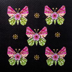 **Handpainted Jaab-Karte Origami Schmetterlinge schwarz grün