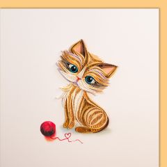 Quilling-Karte Katze mit Garn