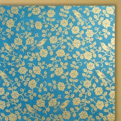 Cartes papier organique oiseaux et roses turquoise
