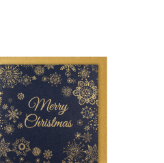 Organic Paper Card klein Schneesterne & Merry Christmas blau