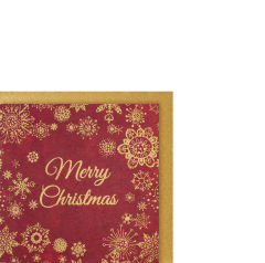 Organic Paper Card klein Schneesterne & Merry Christmas rot