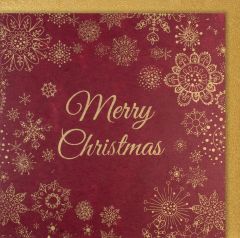 Organic Paper Card Schneesterne und Merry Christmas rot