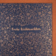 Organic Paper Card Xmas Symbole und Frohe Weihnachten blau