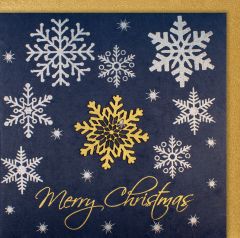 Organic Paper Card Schneeflocke Merry Christmas blau
