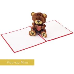 Carte 3D Pop-up Mini ours rouge