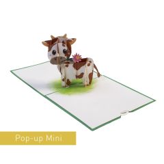 3D Pop-up Karte Mini Kuh grün