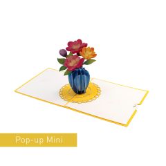 3D Pop-up Karte Mini Blumenvase gelb