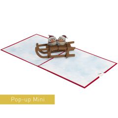3D Pop-up-Karte Mini Schlitten rot Merry Christmas