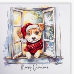 Quilling-Karte Premium Hund mit M&uuml;tze Merry Christmas
