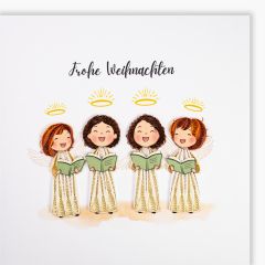 Quilling-Karte singende engel Frohe Weihnachten