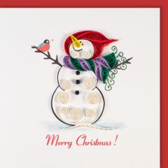 Quilling-Karte klein Schneemann Merry Christmas 