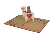 3D Pop-up-Karte Karte Lama mit Geschenken Merry Christmas rot