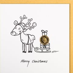 5er-Karte Rentier mit Geschenke Merry Christmas 