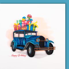 Quilling-Karte Auto mit Geschenk Happy Birthday