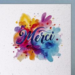 Handmade Paper Karte farbenfrohes Aquarell Merci