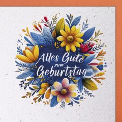 Handmade Paper Karte Blumenkranz Alles Gute zum Geburtstag