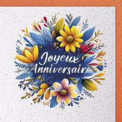 Handmade Paper Karte Blumenkranz Joyeux Anniversaire