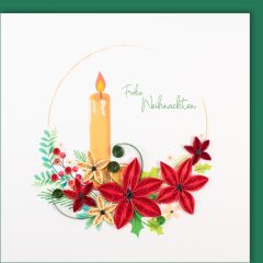 Quilling-Karte Kerze und Blumen Frohe Weihnachten