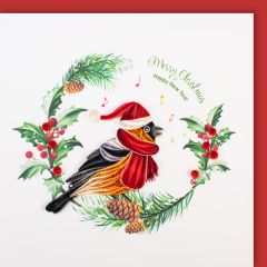 Quilling-Karte Rotkehlchen Merry Christmas and happy new Year