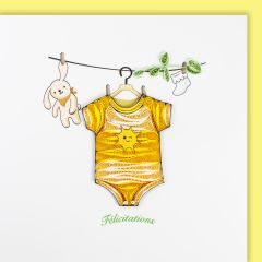 Carte Quilling Naissance - Body bébé Félicitations
