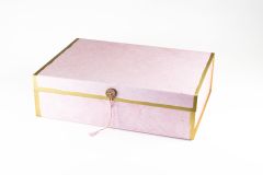 Geschenkbox XL rosa mit Goldrand