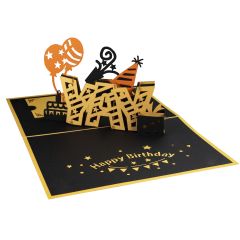 ACTION **Carte 3D Pop-up Happy Birthday bleu