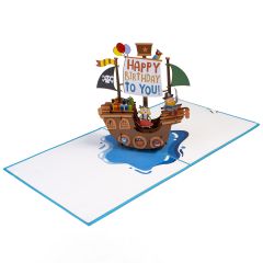 3D Pop-up-Karte Piraten Happy Birthday blau