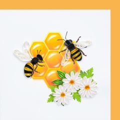Paper Quilling-Karte Bienen auf Honigwabe