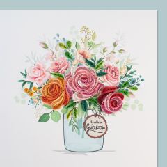 Paper Quilling-Karte Gratulation Blumenstrauss Herzliche Gratulation