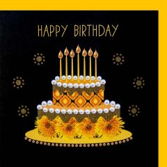  fromJUDE Gâteau d'anniversaire Happy Birthday  jaune