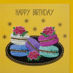 fromJUDE-Karte Macaroons gelb Happy Birthday