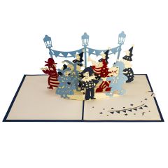 3D Pop-up-Karte Fasnacht blau