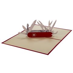 3D Pop-up-Karte Schweizer Sackmesser rot