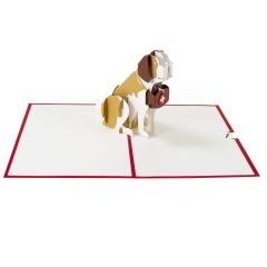 3D Pop-up-Karte Bernhardiner rot 